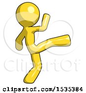 Poster, Art Print Of Yellow Design Mascot Man Kick Pose