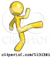 Yellow Design Mascot Woman Kick Pose