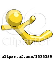 Poster, Art Print Of Yellow Design Mascot Man Skydiving Or Falling To Death
