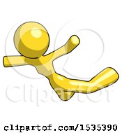 Yellow Design Mascot Woman Skydiving Or Falling To Death