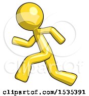 Poster, Art Print Of Yellow Design Mascot Man Running Fast Left