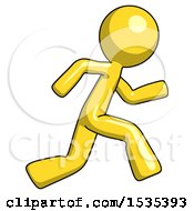 Poster, Art Print Of Yellow Design Mascot Man Running Fast Right
