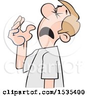 Clipart Of A Cartoon White Man Preparing For A Big Sneeze Royalty Free Vector Illustration by Johnny Sajem