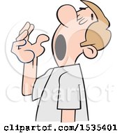 Clipart Of A Cartoon White Man Preparing For A Big Yawn Royalty Free Vector Illustration