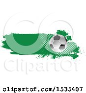 Poster, Art Print Of Grungy Green Soccer Ball Design