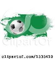 Poster, Art Print Of Grungy Green Soccer Ball Design