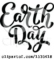 Clipart Of A Black And White Earth Day Text Design Royalty Free Vector Illustration