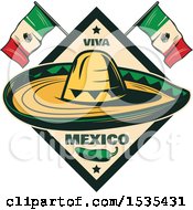 Clipart Of A Retro Styled Cinco De Mayo Design With A Sombrero Jalapeno And Mexican Flags Royalty Free Vector Illustration