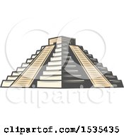 Poster, Art Print Of El Castillo Pyramid In Retro Style