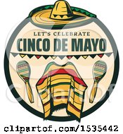Poster, Art Print Of Retro Styled Cinco De Mayo Design With A Sombrero Poncho And Maracas