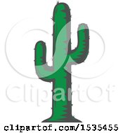 Clipart Of A Saguaro Cactus In Retro Style Royalty Free Vector Illustration