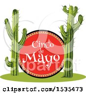 Cinco De Mayo Sign And Saguaro Cacti