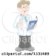 Poster, Art Print Of Friendly Caucasian Male Doctor Holding A Folder And Talking