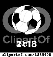 Poster, Art Print Of Soccer Ball With 2018 On A Black Background