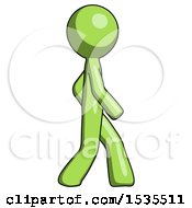 Poster, Art Print Of Green Design Mascot Man Walking Right Side View