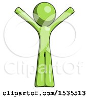 Green Design Mascot Man With Arms Out Joyfully