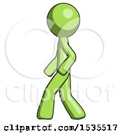 Poster, Art Print Of Green Design Mascot Man Walking Left Side View