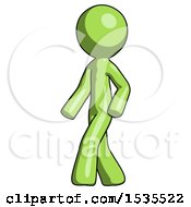 Green Design Mascot Man Man Walking Turned Left Front View
