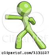 Green Design Mascot Man Martial Arts Punch Left