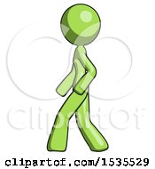 Poster, Art Print Of Green Design Mascot Woman Walking Left Side View