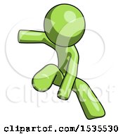 Green Design Mascot Man Action Hero Jump Pose