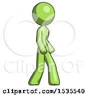 Poster, Art Print Of Green Design Mascot Woman Turned Right Front View