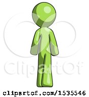 Poster, Art Print Of Green Design Mascot Man Walking Away Back View