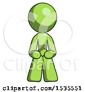 Poster, Art Print Of Green Design Mascot Woman Squatting Facing Front