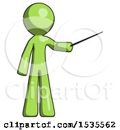 Poster, Art Print Of Green Design Mascot Man Teacher Or Conductor With Stick Or Baton Directing