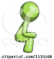 Poster, Art Print Of Green Design Mascot Man Squatting Facing Right