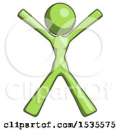 Green Design Mascot Woman Jumping Or Flailing