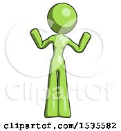 Green Design Mascot Woman Shrugging Confused
