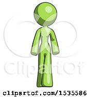 Poster, Art Print Of Green Design Mascot Woman Walking Front View