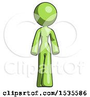 Green Design Mascot Woman Walking Front View