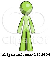 Green Design Mascot Woman Standing Facing Forward