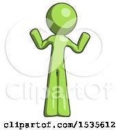 Poster, Art Print Of Green Design Mascot Man Shrugging Confused