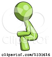 Poster, Art Print Of Green Design Mascot Man Squatting Facing Left