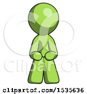 Poster, Art Print Of Green Design Mascot Man Squatting Facing Front