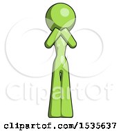 Green Design Mascot Woman Laugh Giggle Or Gasp Pose