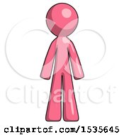 Pink Design Mascot Man Standing Facing Forward