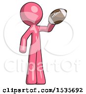 Poster, Art Print Of Pink Design Mascot Man Holding Football Up