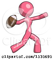 Poster, Art Print Of Pink Design Mascot Woman Throwing Football