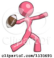 Pink Design Mascot Woman Throwing Football