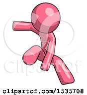 Poster, Art Print Of Pink Design Mascot Man Action Hero Jump Pose