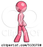 Poster, Art Print Of Pink Design Mascot Woman Turned Right Front View