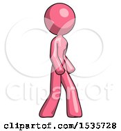 Pink Design Mascot Woman Turned Right Front View