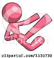 Pink Design Mascot Woman Flying Ninja Kick Right