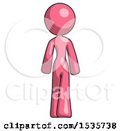 Pink Design Mascot Woman Walking Away Back View