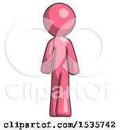 Poster, Art Print Of Pink Design Mascot Man Walking Away Back View