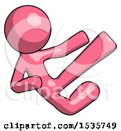 Poster, Art Print Of Pink Design Mascot Man Flying Ninja Kick Right